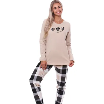 Dámské pyžamo Pyžamo pro plnoštíhlé ženy, béžové, - teplé 1TB0068 béžová 3xl