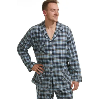 Pánské pyžamo Pánské pyžamo teplé flanel 1PF0010 modrá xxl