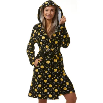 Dámský župan Župan pro ženy či dívky Smajlík 1g0363 černá xl