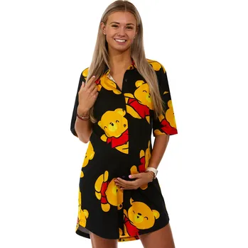 Dámské noční prádlo Modrá elegantní kojící i těhotenská košilka s medvídkem Pú 1C3255 modrá s