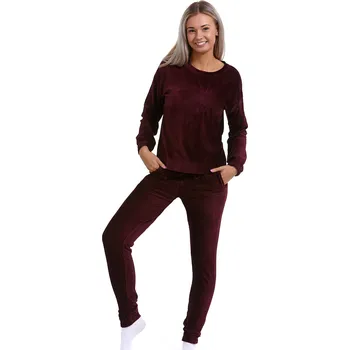 Dámské pyžamo Pyžamo teplé pro ženy ze sametu - velur 1Z1089 vínová XL