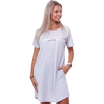 Dámské noční prádlo Šedá noční košilka s krátkými rukávy pro ženy či dívky BELIVE 1C3666 šedá xl