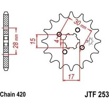 Řetězová sada pro motocykl Jt sprockets JTF 253-16 Honda