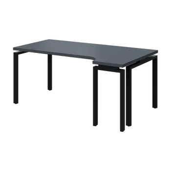 Psací stůl SIRK 38 - 184 stůl kancelářský, rohový, pravý, kovová podnož černá, deska 36 mm, široký 1800 mm, antracit