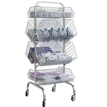 Plošinový vozík WIRE MOBIL 204, nerezový vozík s 8 drátěnými koši