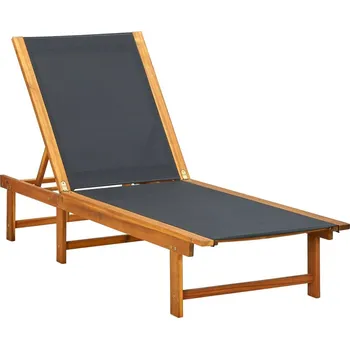 Zahradní lehátko vidaXL Marketos Zahradní lehátko masivní akácie a textilen