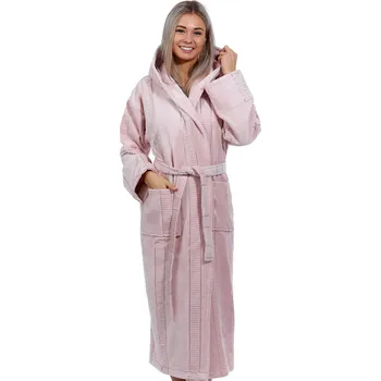 Dámský župan Světle růžový luxusní dlouhý župan na kojení z extra froté NORSKÉ PRUHY 1ZF3029 růžová xxl