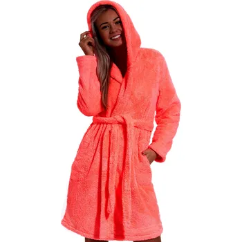 Dámský župan Reflexní růžovo oranžový dámský župan huňatý 1Z1367 růžová l