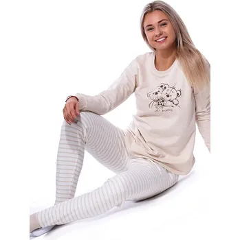 Dámské noční prádlo Pyžamo pro ženy, s medvědy, béžové - teplé 1TB0083 béžová xl