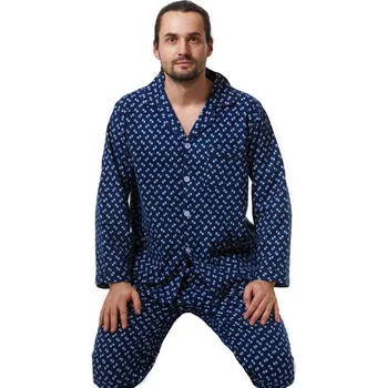 Pánské pyžamo Pánské pyžamo klasické flanel 1PF0025 modrá xxl