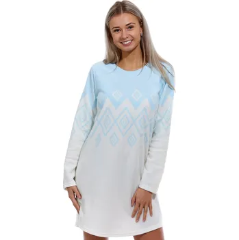 Dámská noční košile Bílá i modrá extra TEPLÁ košilka pro ženy či dívky LEDOVÝ NORSKÝ VZOR 1G0516 bílá m