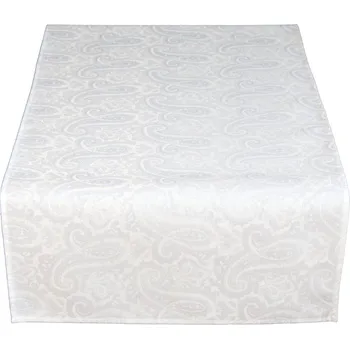 ubrus HEDVA ČESKÝ BROKÁT Ubrus Odaska 40x140 KAŠMÍROVÝ VZOR bílá