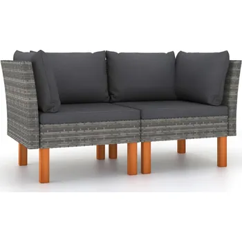 Zahradní pohovka Rohové pohovky 2 ks polyratan a masivní eukalyptové dřevo IM_315758