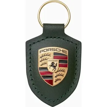 Porsche Crest Keyring Přívěsek na klíče petrolejová zelená (Exkluzivní klíčenka z pravé kůže s nezaměnitelným erbem Turbonit Porsche.)