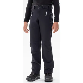 Snowboardové kalhoty QUECHUA Dětské turistické softshellové kalhoty MH 500 14 LET ČERNÁ