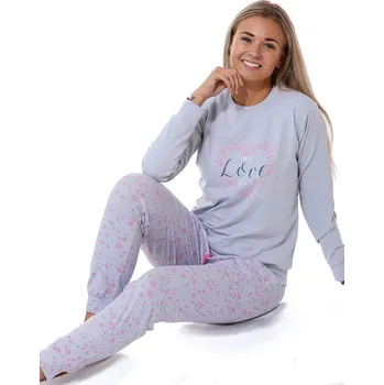 Dámské noční prádlo Šedofialové i růžově květinové jemné dámské pyžamo, Více lásky, prosím 1B1851 šedá xl