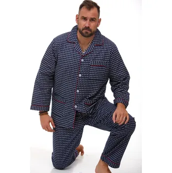 Pánské pyžamo Pánské pyžamo teplé 1P0996 modrá l