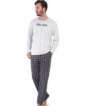 Pánské pyžamo Světle šedé a tmavě šedé kárované pyžamo pro muže NO LIMIT 1P1611 šedá s