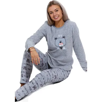 Dámské pyžamo Šedé luxusní hřejivé dámské i dívčí pyžamo MEDVÍDEK LOVE 1z1593 šedá xxl