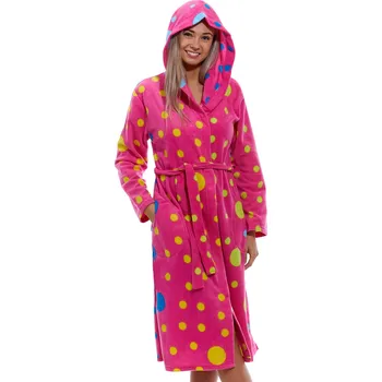 Dámský župan Růžový dlouhý hřejivý župan pro ženy i slečny DUHOVÉ PUNTÍKY 1Z1614 růžová m