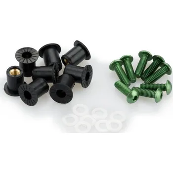 Sada šroubků 0957 k plexi štítům M5 se slientbloky Zelená (V)
