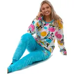 Azurové i duhově barevné extra teplé huňaté pyžamo pro ženy Lady Boss ŽIRAFY 1Z1558 modrá xl