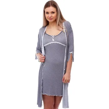 Dámská noční košile Košilka a župan v kompletu 1D0581 vzorovaná xxl