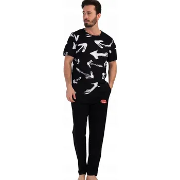 Pánské pyžamo Černé i bílé pyžamo pro muže sportovní, směrovky, šipky 1P1495 černá xl