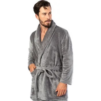 Pánský župan Župan pro muže krátký huňatý 1Z1081 šedá s