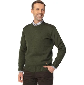 Pánský svetr TAGART Pánský lovecký svetr Carlos 2 s nášivkami na ramenou z vlny S ZELENÁ