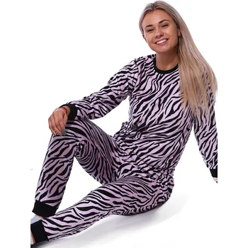 Dámské pyžamo Růžové a černé hřejivé termo pyžamo pro ženy či dívky na zimu zvířecí srst 1B2160 růžová s