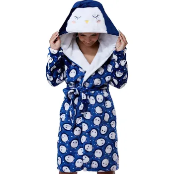 Dámský župan Modro bílý dívčí huňatý župan Pingu 1Z0965 modrá xl