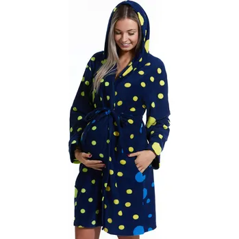 Dámské noční prádlo Modrý župan teploučký do porodnice, barevné puntíky 1Z1152 modrá 1xl