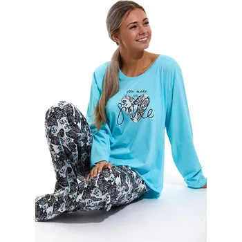 Dámské pyžamo Nebesky modré dámské pyžamo, Motýlí láska 1B1589 modrá 3xl