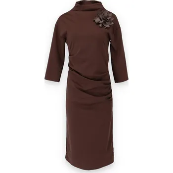 Dámské šaty Dlouhé šaty s broží 80239 Italie barva: hnědá