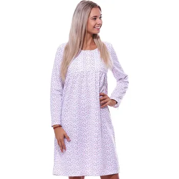 Dámská noční košile Bílá i růžová dámská bavlněná teplá noční košilka pro ženy či dívky s dlouhými rukávy s kvítím 1TB0026 bílá xxl
