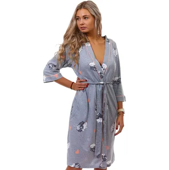 Dámský župan Šedý lehký dámský župan s ježky na kojení do porodnice 1G0508 šedá l