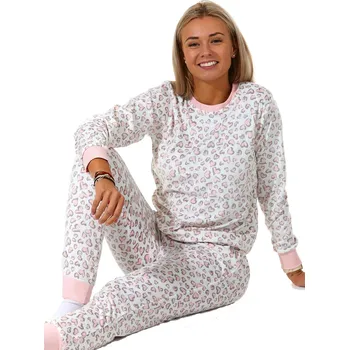 Dámské pyžamo Bílá i růžová extra termo teplá souprava na zimu pro ženy, graffiti srdce 1B1836 bílá s