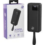 Externí baterie / power bank JP - USB-A + USB-C + kabel USB-C + kabel Lightning - 30000 mAh - černá