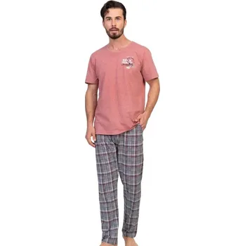 Pánské pyžamo Růžové a kárované pyžamo pro muže, mode of transport 1P1403 růžová 1xl