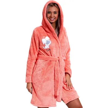 Dámský župan Meruňkový dámský župan huňatý s pejskem CUTE 1Z1373 růžová l