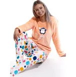 Huňaté duhové pyžamo na zimu pro ženy, Tučňáček JOY 1Z1173 oranžová l