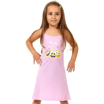 Růžová dívčí noční košilka na úzká ramínka Zamilovaní Smajlíci 1F0821 růžová 98-104-3-4-let