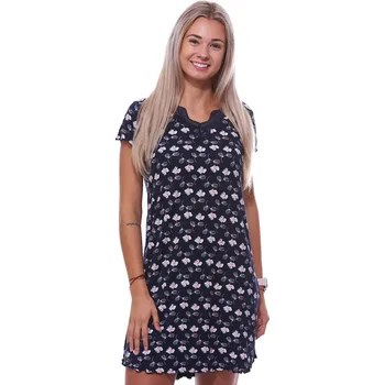 Dámská noční košile Tmavě fialová a růžově květovaná jemná luxusní noční košilka pro plnoštíhlé ženy či dívky 1D1309 fialová 2xl