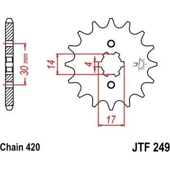 Řetězová sada pro motocykl Jt sprockets JTF 249-16 Honda/Kawasaki/Suzuki