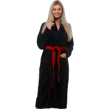 Dámský župan Modrý i červený župan na kojení s límcem z krásného huňatého materiálu do porodnice 1Z1343 modrá m