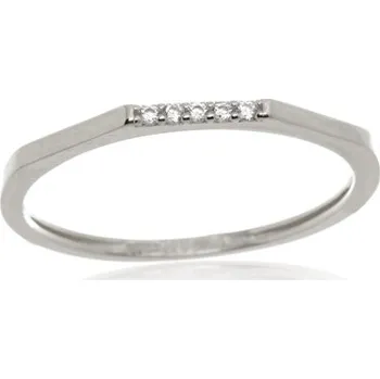 Prsten Dámský prsten z bílého zlata se zirkony PR0602F + DÁREK ZDARMA