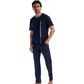 Pánské pyžamo Tmavě modré i kostkované pyžamo pro muže LOST MINDS 1P1685 modrá m