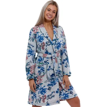 Dámský župan Modrý, růžový i šedý romantický luxusní květovaný župan pro ženy CORNFLOWER 1G0514 modrá xxl