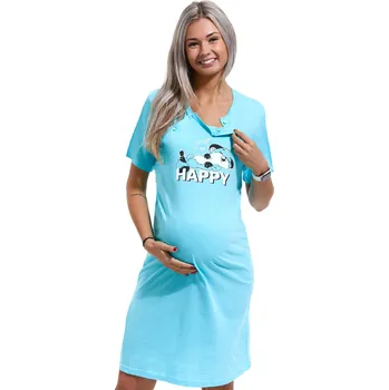 Dámské noční prádlo Azurová kojící a těhotenská košilka, just be happy - s lištičkou 1C3148 modrá xl